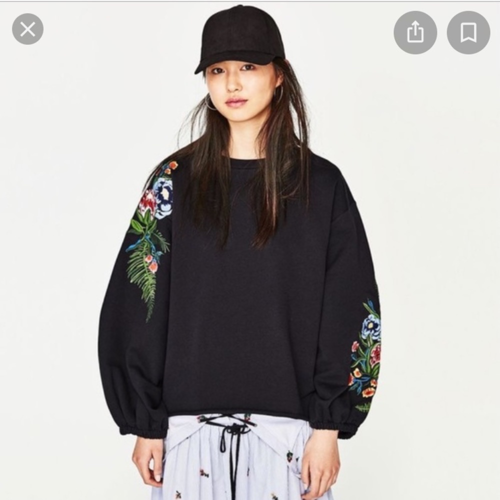 Zara trafaluc embroidered sweatshirt